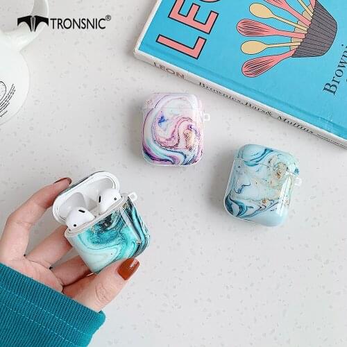 Marble Shiny Case for Apple Airpods 1 2 Cover Soft Bags Silicone Headphone Purple Blue Box for Airpod 2 Bluetooth Earphone Cases