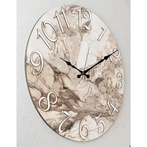 Markakanvas Marble Pattern Wall Clock 50cm European-style decorative clock living room large vintage White