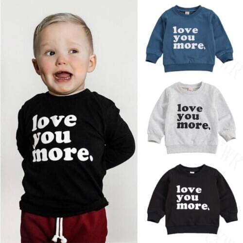 Toddler Kids Boys Sweatshirts Long Sleeve Round Neck Letter Printed Casual Pullover Sweatshirts Coats Tops Baby Boys Clothes