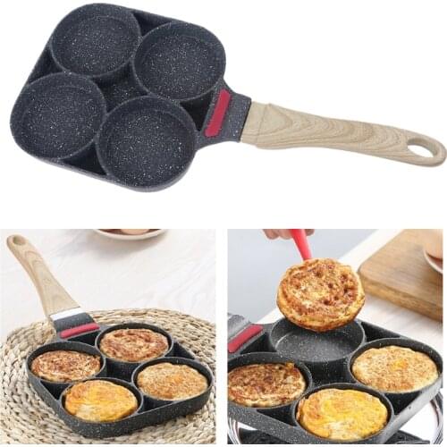 Four-hole Omelette Pan Non-Stick Frying Pot Thickened Breakfast Egg Pancake Cooking Utensils Ham Pans Baking Home Kitchen