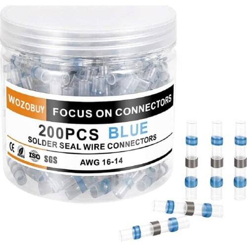 200PCS Solder Seal Wire Connectors - Heat Shrink Butt Connector Electrical Waterproof Insulated Terminals for Marine Automotive