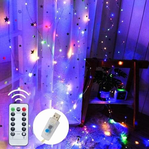 3x1/2/3M LED Curtain Garland USB Window String Lights Fairy Festoon with Remote Christmas Wedding Holiday Decoration for Home