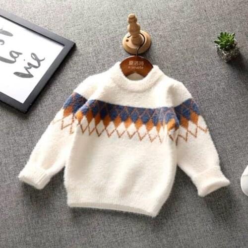 New Boy Mink Hair Sweater Autumn Winter Children Socket Sweater Baby Thickening Boys' Sweater Thermal Underwear Cool Trend