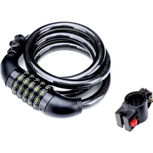 Bicycle Lock 5-Position Coded Lock Resettable Long Steel Cable Heavy Locker for Bicycles Scooters Barbecue Anti-theft Lock