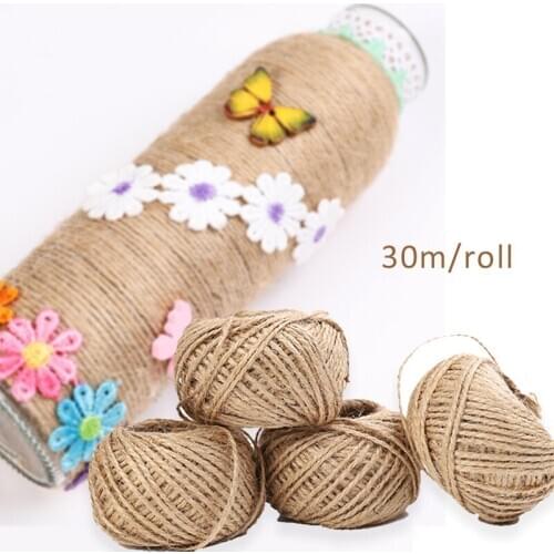 30m/roll christmas Jute Twine Cord Natural Jute Twine Burlap String Hemp Rope for gifts packing Christmas Event & Party decorate