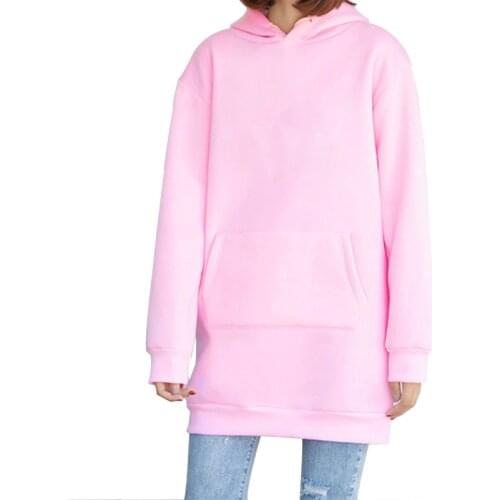 2021 Womens Hooded Sweatshirts Winter Autumn Long Sleeve Hooded Pocket Solid Color Pullover Sweatshirt Plus Size Tops