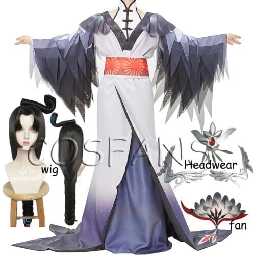 Anime Identity V Cosplay The Geisha Michiko Kimono Cosplay Costume For Women Halloween Christmasl Dress Halloween wig headgear