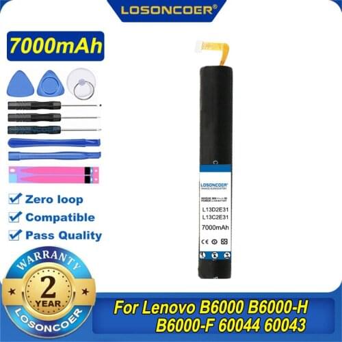 100% Original LOSONCOER 7000mAh L13D2E31 L13C2E31 Tablet Battery For Lenovo Yoga Tablet 8 B6000 B6000-H B6000-F 60044 60043