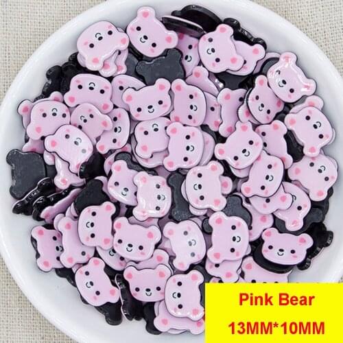 100pcs Small Size Cute Cartoon Pink Bear Head Flatback Resin Planar Hair Bow Center Accessories DIY Crafts Embellishments