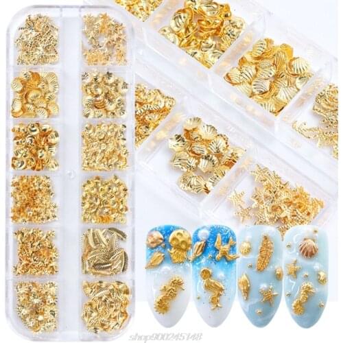12 Grids/Box Mixed Glitter Metal Nail Art Decoration Starfish Shell Sun Coconut Tree Epoxy Resin Filling J19 21 Dropshipping