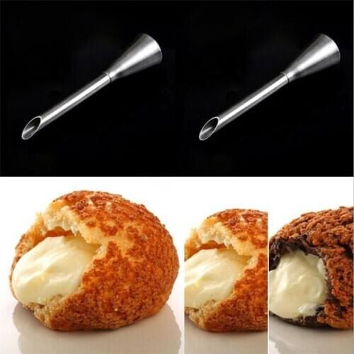 2 Sizes Cream Icing Piping Puff Nozzle Tips Stainless Steel Cupcake Puffs Injection Russian Syringe Confectionery Pastry Tool