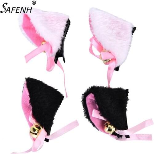 2Pcs/Lot Cat Ears With Bell Hair Clip Cosplay Party Fox Long Fur Costume Hair Clip Halloween Gift Hair Accessory