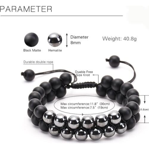 2020 Fashion Simple Style Hematite Frosted Agate Double Row Women Men Couple Charms Dainty Bracelet For Girls Gift