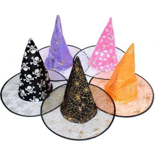 Cosplay Witches Cap Hat Masquerade Halloween Supplies Pumpkin Cap Multi Color Hat Halloween Gift Free Shipping