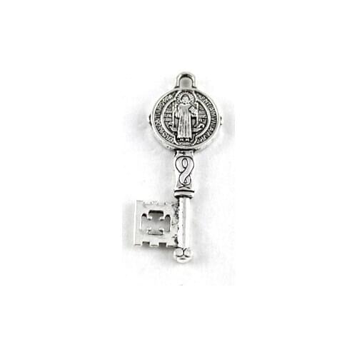 90PCS Tibetan silver religious oval key charm A12676