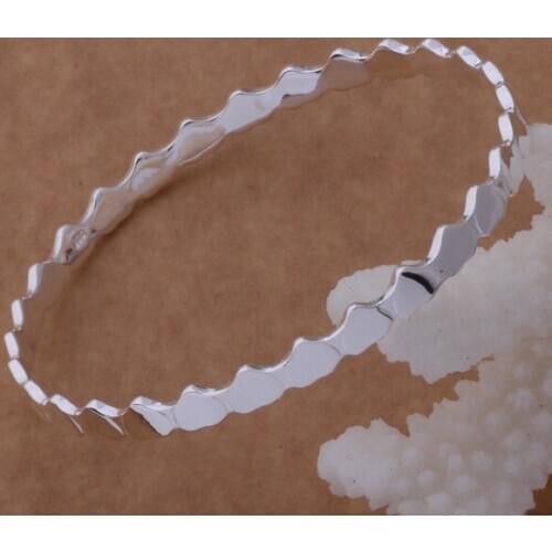 AB057 Lucky Silver Color Charm Bangle Bracelets For Women Fashion 925 Jewelry The Sawtooth Bracelet /acuaiuba Ajgajana