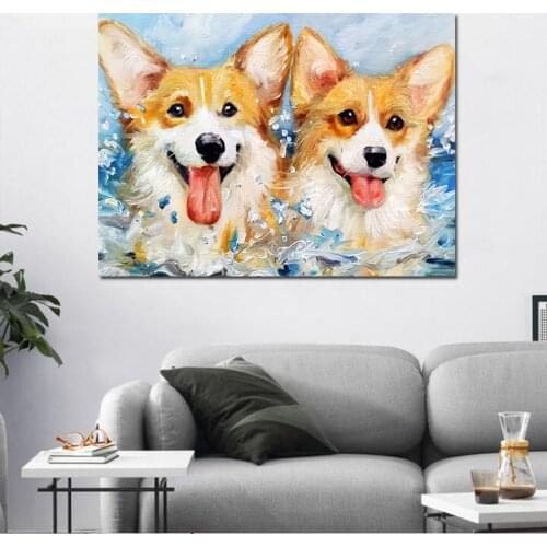 New Full Round Drill Diamond Embroidery Corgi Dog Needlework Cross Stitch DIY Diamond Painting Animal Rhinestones home Decor