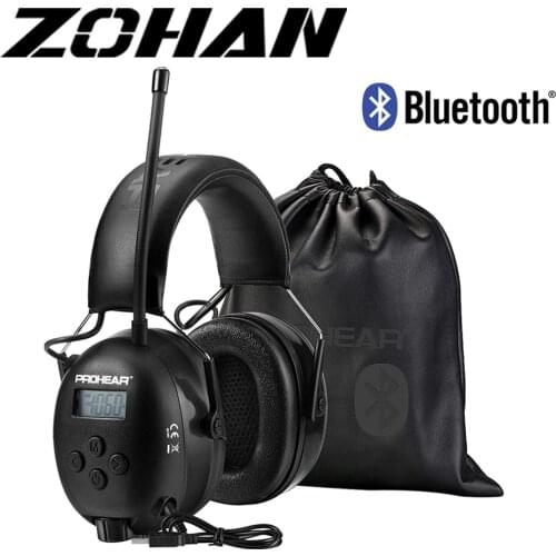 Bluetooth FM/AM Radio Hearing Protection Headphones 25dB NRR Safety Noise Reduction Ear Muffs with 2000mAh Rechargeable Battery