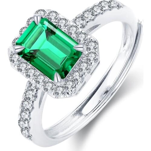 Pirmiana Classic 925 Sterling Silver Ring 0.85ct Lab Grown Emerald Jewelry Women