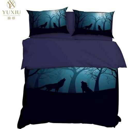 YuXiu 3D Printing Animal Wolf Duvet Covers 3Pcs Sets Bedding Set Bed Linen Cover Pillowcases King Queen Full Twin Double