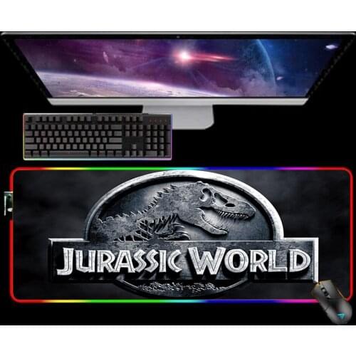 RGB Jurassic Park Mouse Pad XXL Mousepad Keyboard Mat LED Mause Pad Rubber No-slip with Backlit Tapis De Souris 25X35 Mouse Mat