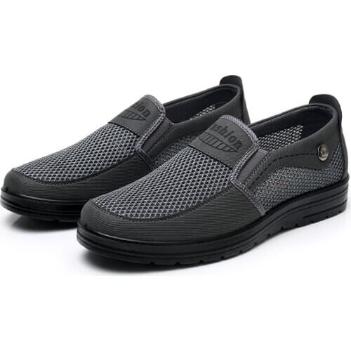 Summer Mens Shoes Breathable Mesh Casual Shoes Comfortable Moccasin Classic Gray Male Loafers Plus Size 48 Driving Flat