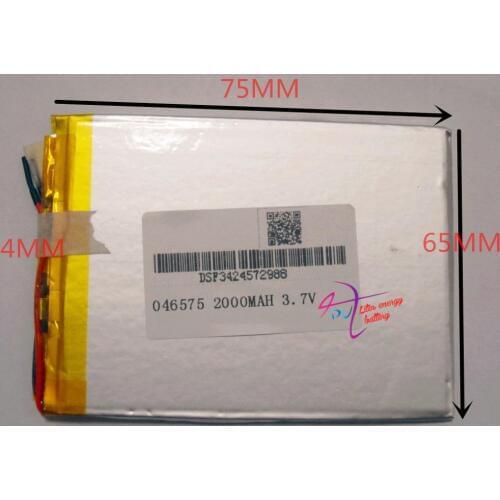 Best battery brand Size 046575 3.7V 2000mah tablet battery with Protection Board For MP4 GPS Tablet PCs PDA Free Sh