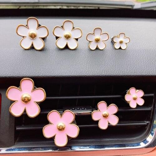 Small Daisy Aromatherapy Clip Air Conditioning 4 Pcs Tuyere Decoration Alloy Car Scent