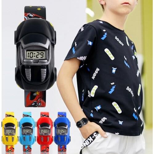 Fashion electronic watch cartoon car children watch toy boy baby innovation car shape toy watch kids Christmas gift