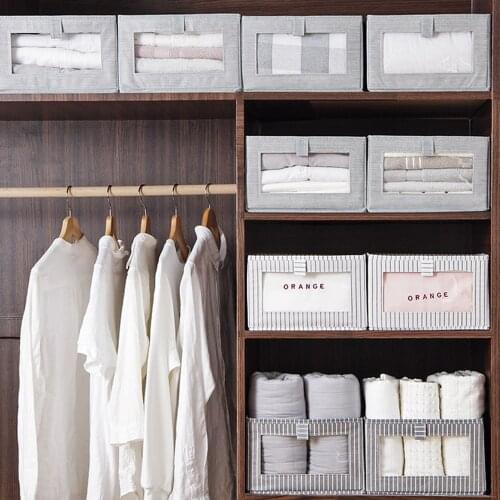 New Multiple Choices Folding Linen Fabric Storage Basket Kids Toys Storage Box Clothes Storage Bag Organizer Holder with Handle