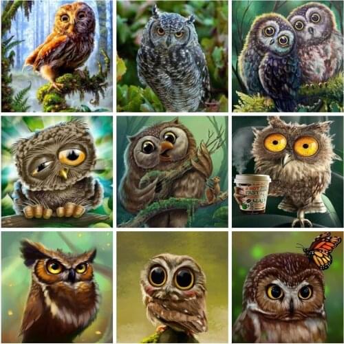 PDMDOG 5D DIY Diamond Painting Owl Pictures Of Rhinestones Full Square/Round Diamond Embroidery Animal Mosaic Craft Kit