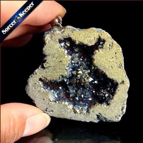 Natural Raw Mineral Crystal Pendant Druzy Drop Pendants Pendulum Chakra Natural Stone Pendants For Jewelry Making WS000