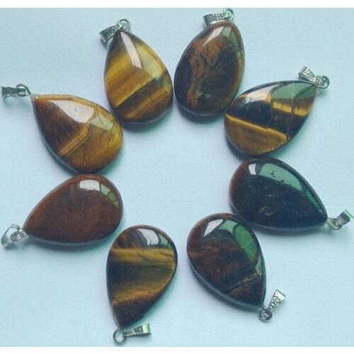 2018 fashion natural tiger eye stone water drop charms pendants fit Necklaces making 50pcs/lot wholesale Free shipping