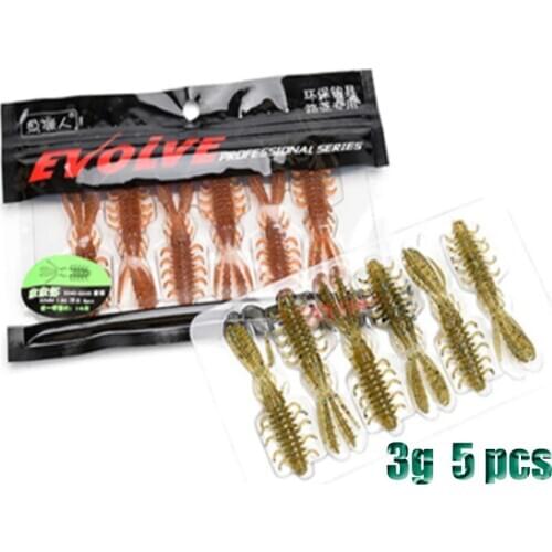 LUTAC Shrimp Bait 5pcs/bag Soft Fishing Lure 75mm 3g TPE Material Floating Discount Tackle
