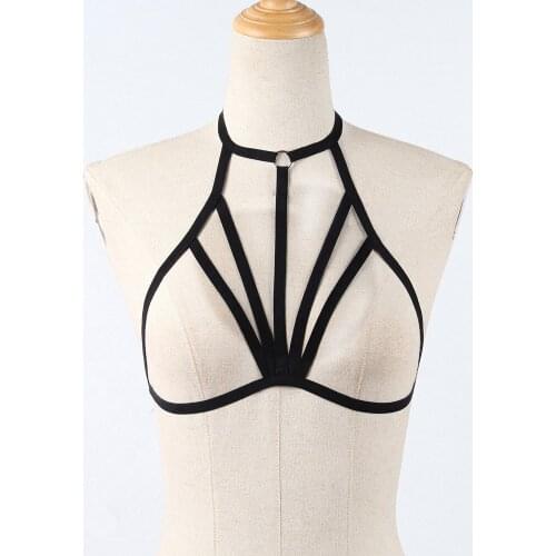 Sexy Black Corset Bra Push Up Top Underwear Hollow Out For Womern Erotic Lingerie Belts Elastic Strappy Tops Caged Bras 2021