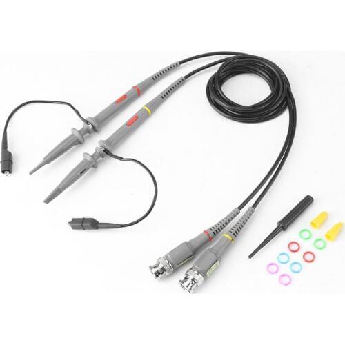 Oscilloscope Probes 2pcs P6100 Voltage Oscilloscope Probe Kit 100MHz Scope Clip Test Leads Probe Cable Wire Pen Switchable