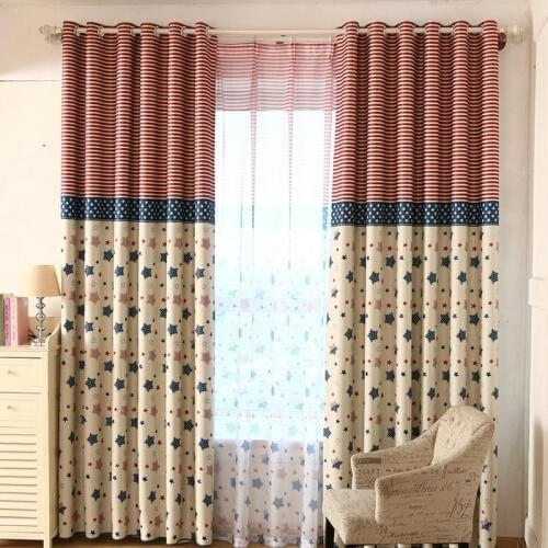 European and American style Stars Plaid Printed Blackout Curtain for Kids Living Room Bedroom Window High Quality Curtains Drape