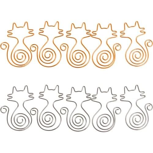 Cute Cat Metal Paper Clips Pin Book Bookmark Memo Clip Office School Stationery P9YA