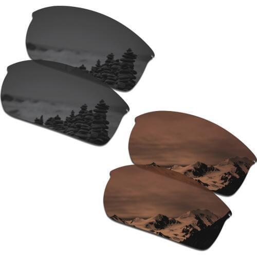 SmartVLT 2 Pairs Polarized Sunglasses Replacement Lenses for Oakley Wiretap Stealth Black and Amber Brown
