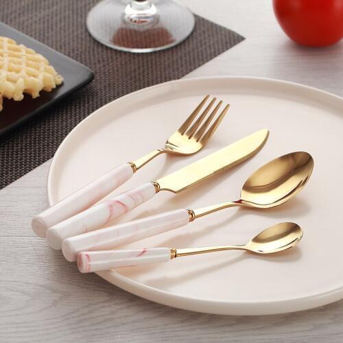 Marble Texture Flatware Cutlery Dinner Sets Fork Knife Spoon Antique Stunning Look Xmas Gift