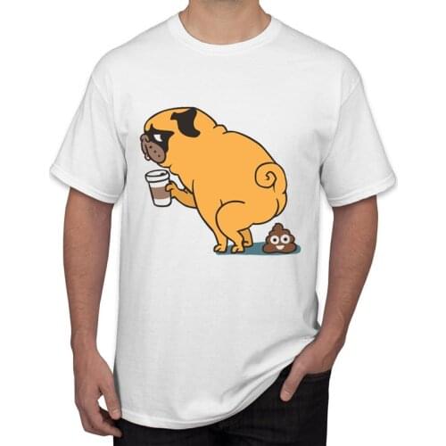 TEEHUB Hot Sales Hipster Funny Pug Print Men T-Shirt Fashion Coffee Makes Me Poop Design Tops Short Sleeve O-Neck Tee