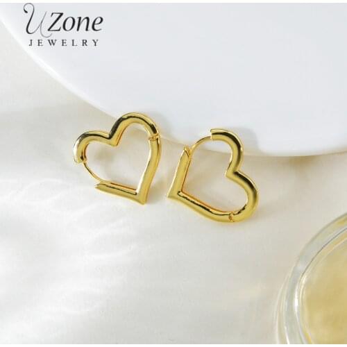 UZone 2021 Charm Stainless Steel Flat Angle Love Hoop Earring Small Sliver and Gold Earrings for Woman Jewelry Anniversary Gift