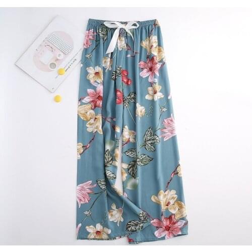 Summer Sleep Wear for Women Pajama Printing Loose Sleeping Pants Spun Rayon Lounge Sleep Bottoms Home Wear Pajama Pants