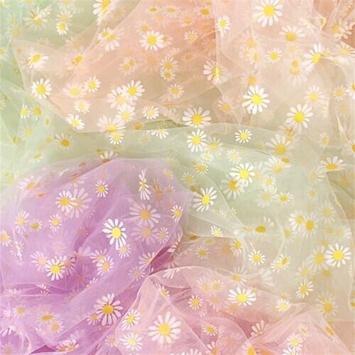 1Mx1.7M Lovely Daisy Mesh Lace Fabric Floral Print DIY Sewing Dress Wedding Dress Cloth Party Home Decorate DIY Accessories