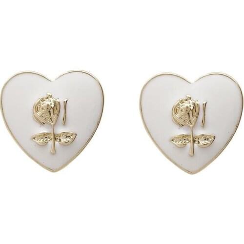 10 Pair/lot wholesale high quality fashion jewelry accessories cute korean white heart rose earrings