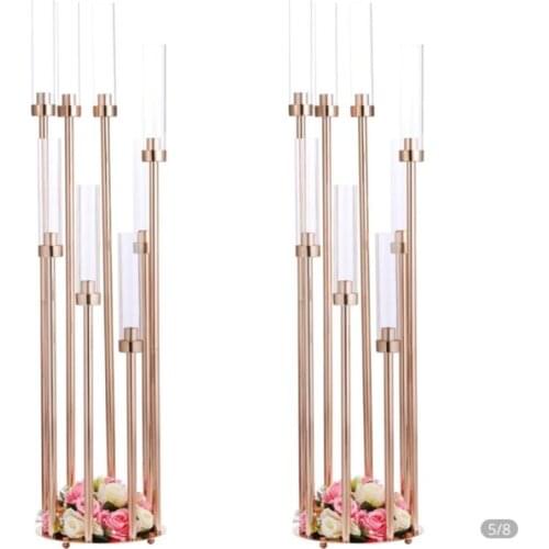 10pcs)8 heads Metal Home And Wedding Decors Candelabra for home decor Table Candle Stand Metal Pillar Candle Holder qq133