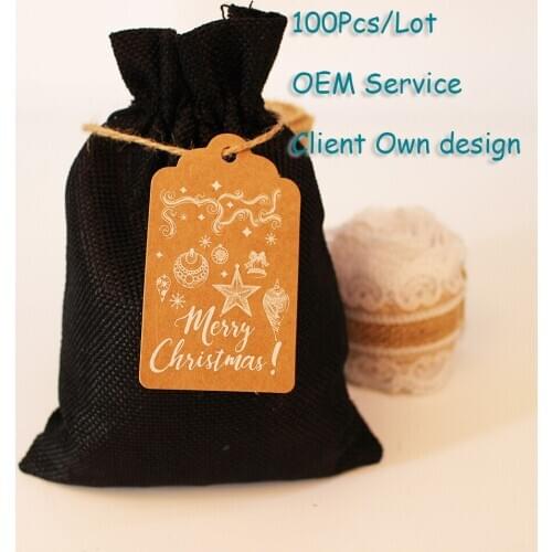 2020 Packaging Label Brown Kraft /black/white Paper Tags DIY scallop Label 100pcs/lot Wedding Gift Decorating Tag