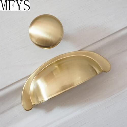 3'' Brushed Brass Gold Drawer Knobs Pull Handles Cup Bin Shell Pull Dresser Handles Kitchen Cabinet Handle Knob Door Pull 76mm