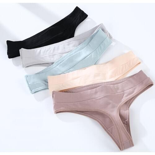 5 Pcs/set Cotton Thong Woman Sexy Panties Lady Seamless Sports T-back G-string Underwear Quality Soft Underpants Dropshipping