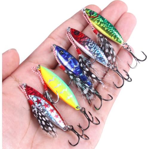 5pcs 4.8cm 14g jig Shone Hard Bait Fishing Metal jigger Lure Accessories Colorful Crankbait Minnow Sinking Baits